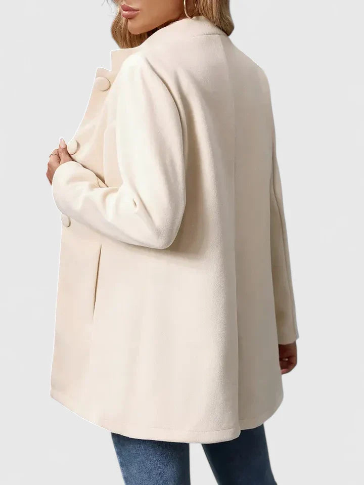 Collarless Jacket with Button Closure and Pockets