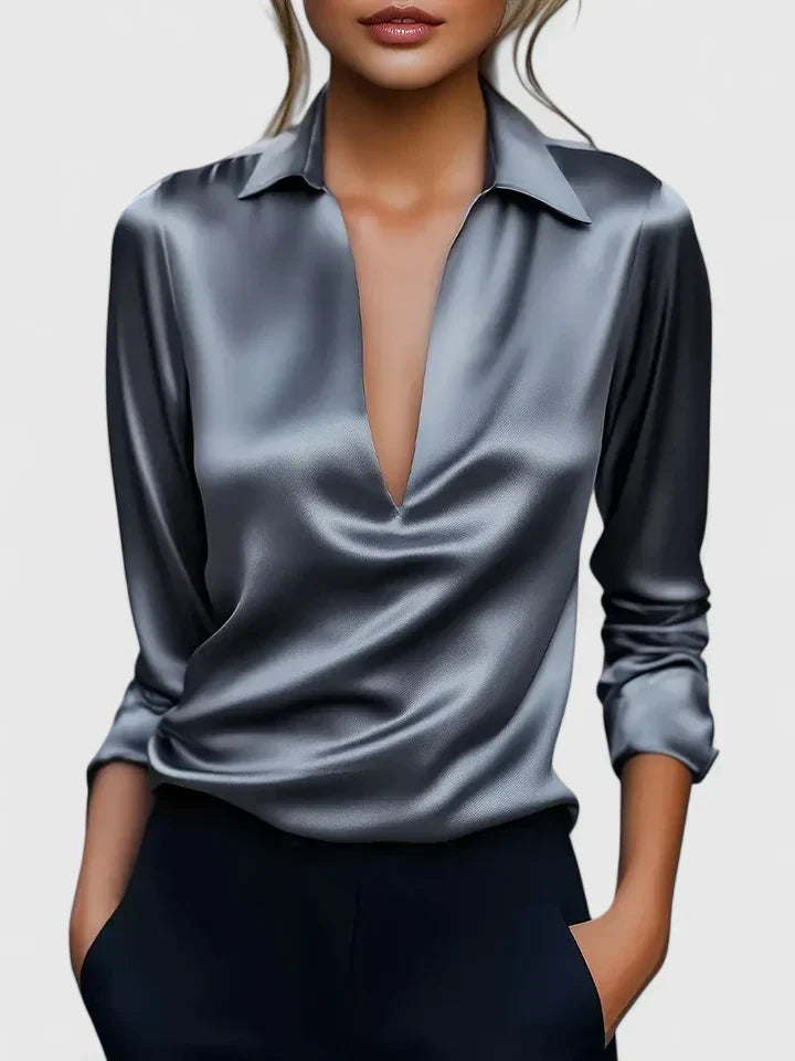 V-Neck Blouse with Elongating Neckline