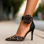 Pointed Toe Heels with Floral and Leopard Detail