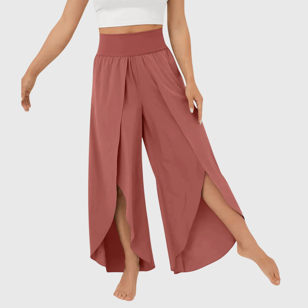 Lightweight Flared Trousers with Built-In Shorts