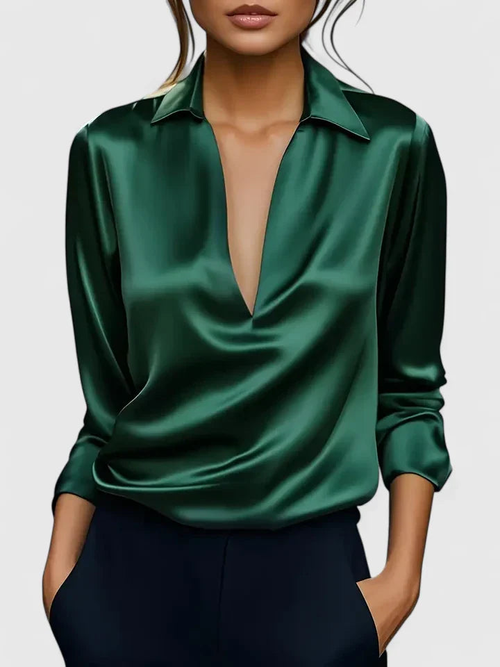 V-Neck Blouse with Elongating Neckline