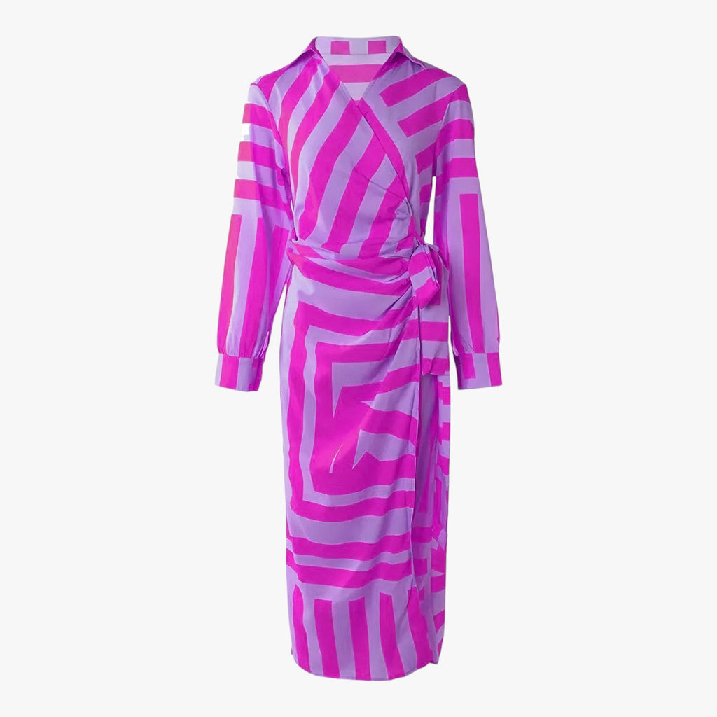 Printed Chiffon Maxi Dress with a Flattering V-Neck