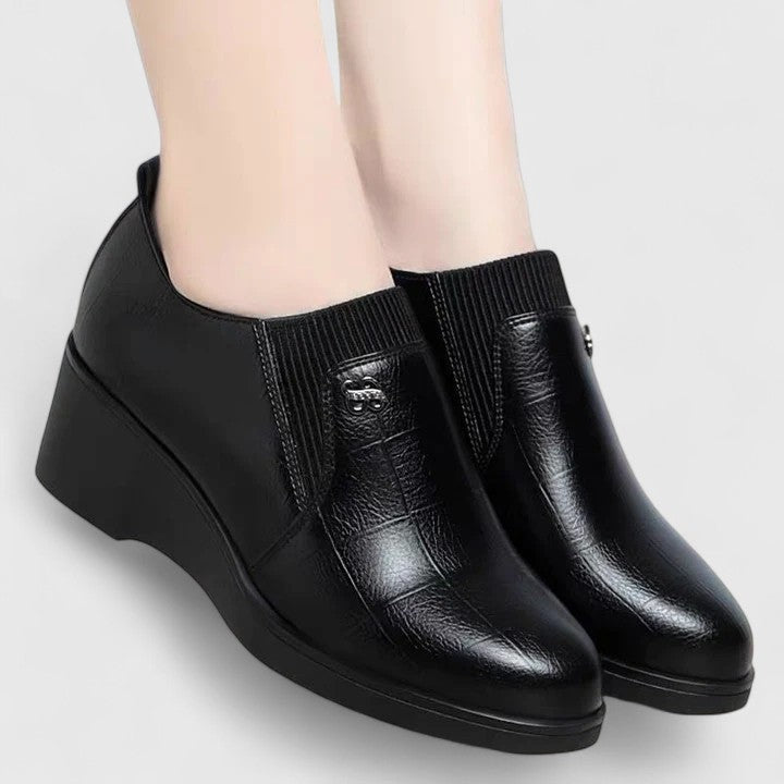 Wedge Heels with Elasticated Panels and Cushioned Footbed
