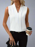 Sleeveless V-Neck Blouse with Clean Modern Cut