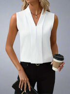 Sleeveless V-Neck Blouse with Clean Modern Cut