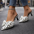 Polka Dot Kitten Heels with Oversized Bow