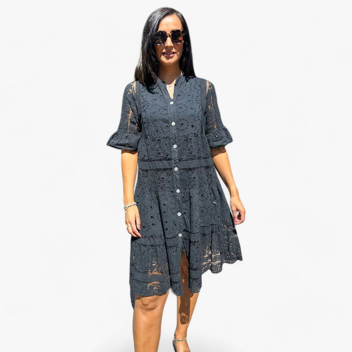 Lace-Detail Dress with Timeless Silhouette