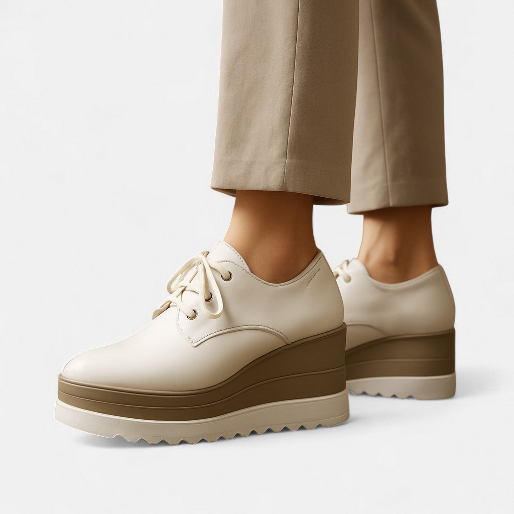 Lace Up Platform Derby Shoes with Square Toe