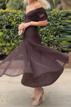Floor Length Maxi Dress with Graceful Drape