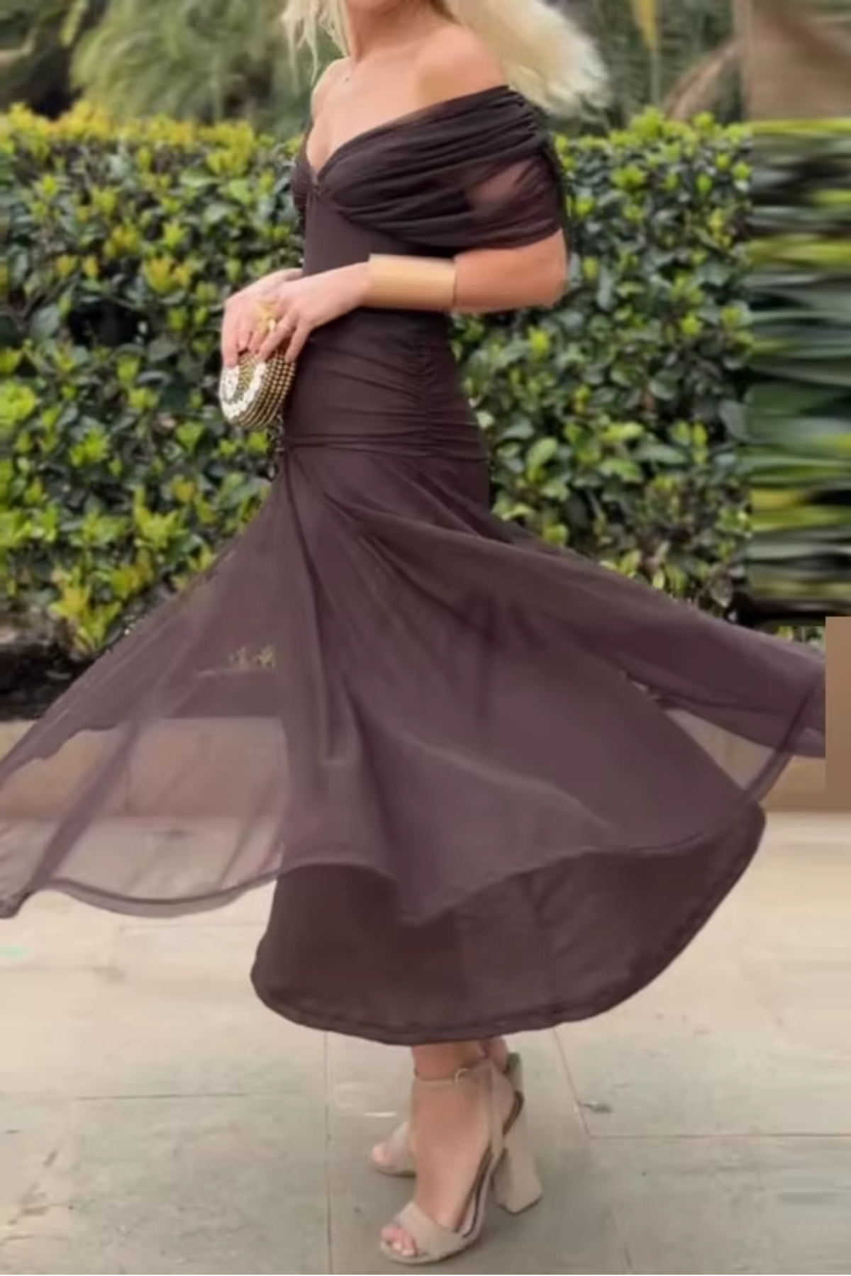 Floor Length Maxi Dress with Graceful Drape