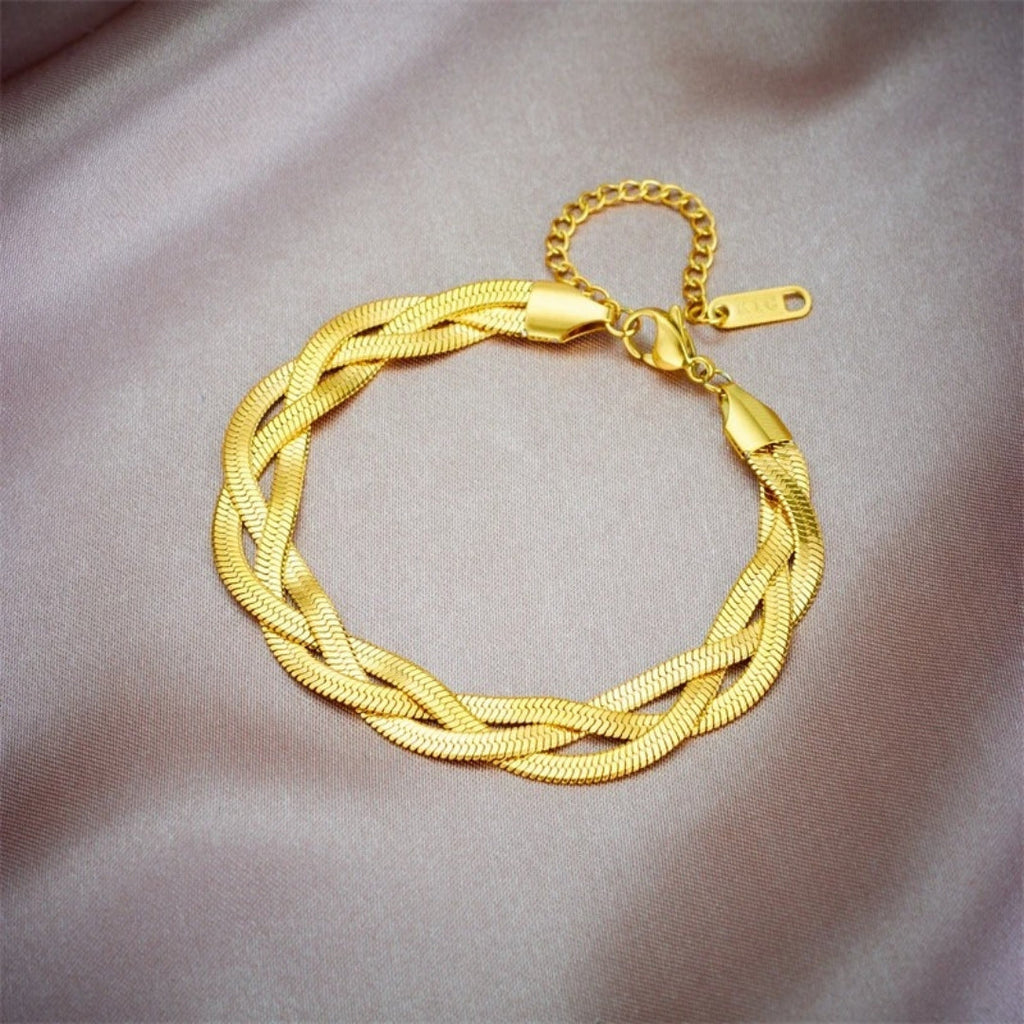 Set med ormkedjearmband och halsband i rostfritt stål