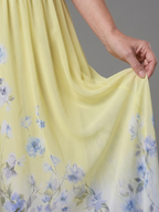 Sleeveless V-Neck Floral Print Midi Dress