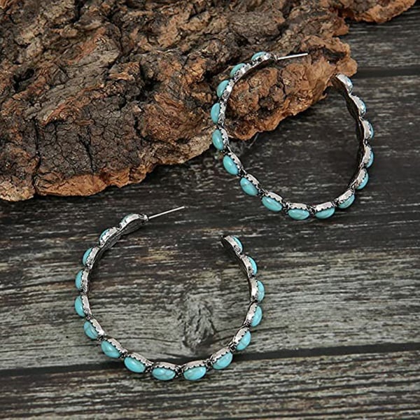 Vintage-Style Stone Hoop Earrings with Colour Choice