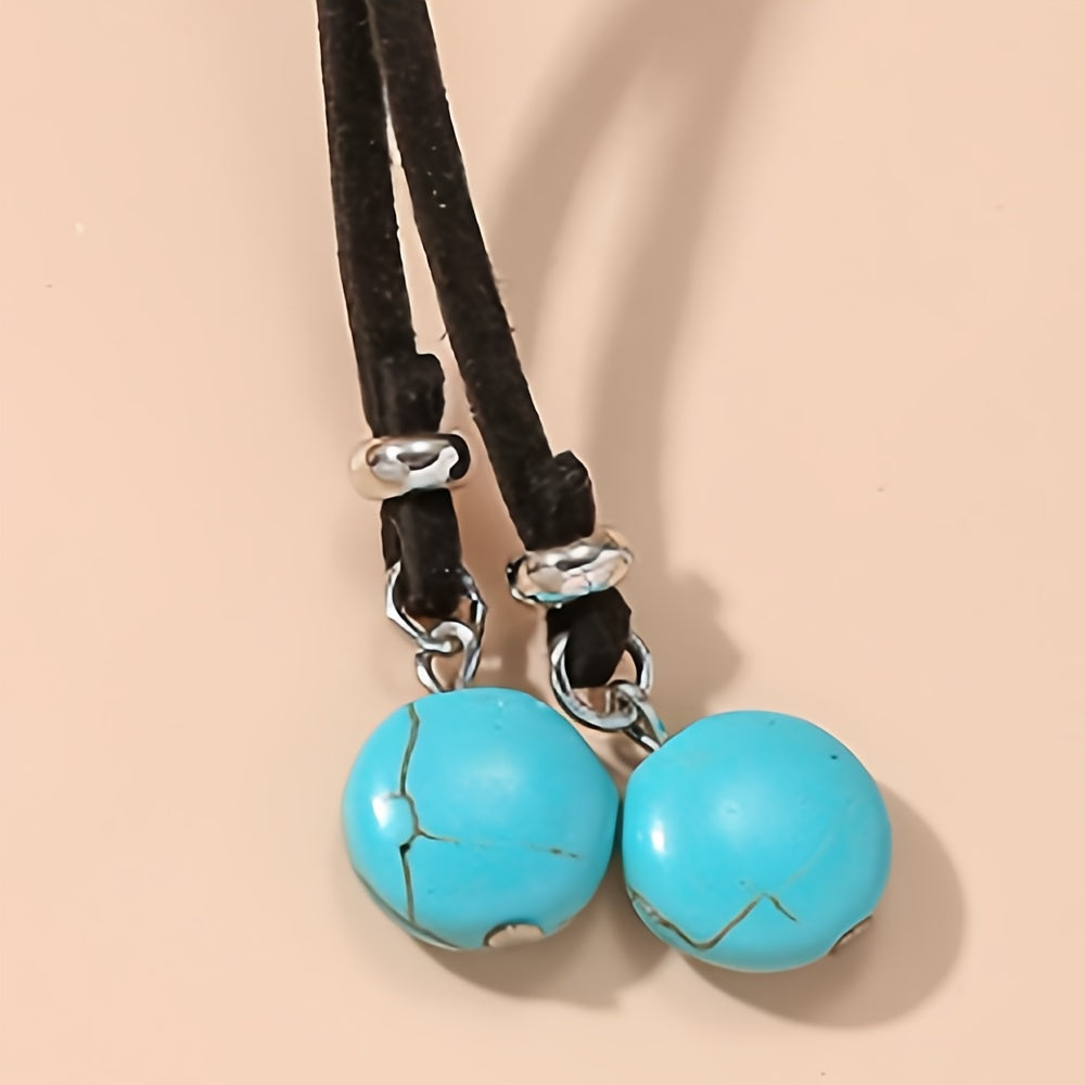 Minimalist Boho Blue-Green Bead Adjustable Choker Necklace