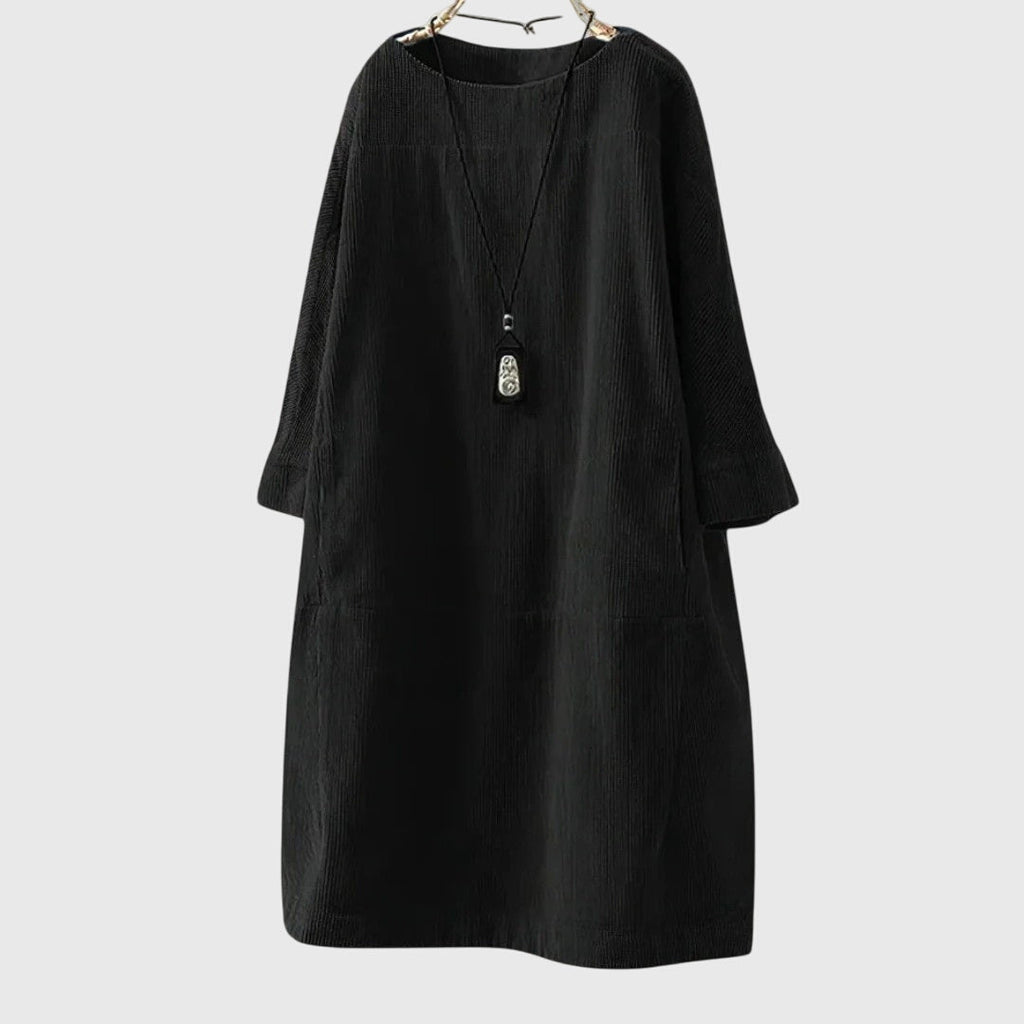 Vestido midi de pana con silueta holgada