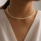 Classic Round Faux Pearl Choker Necklace with Timeless Look