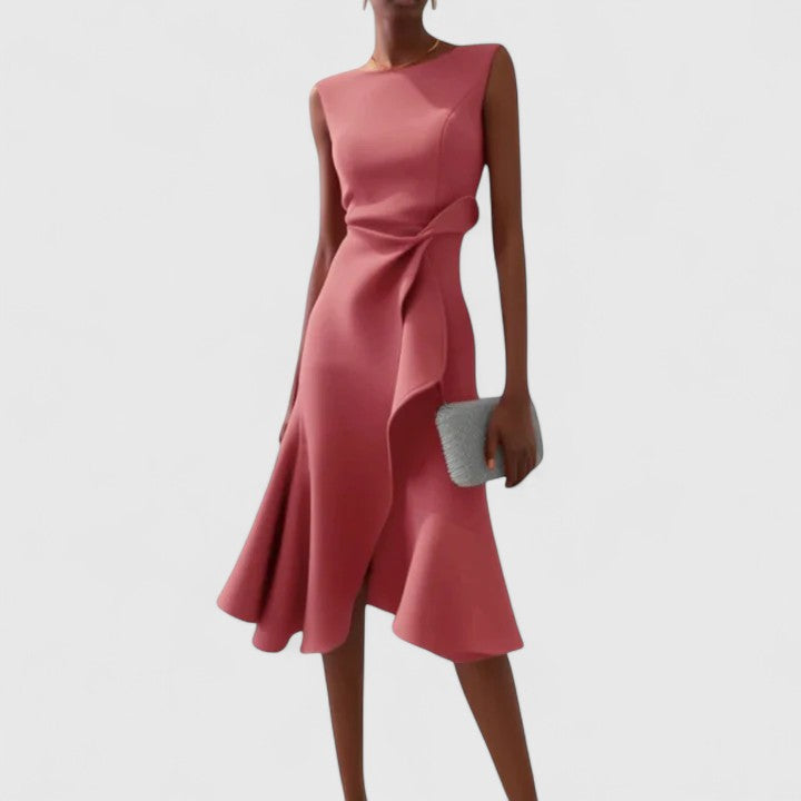 Asymmetric Dress with Modern Draped Cut