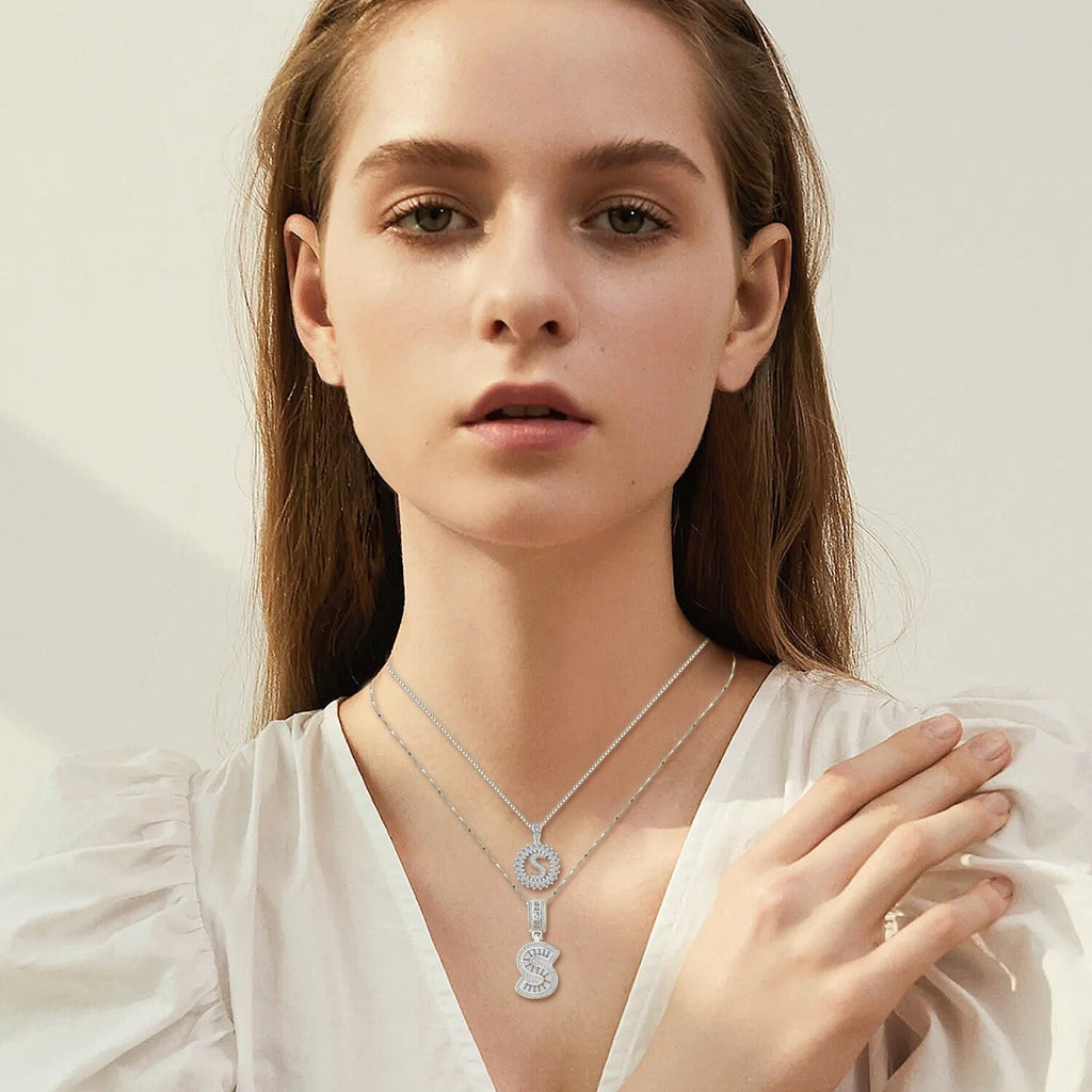 Pavé Letter Initial Necklace with Sparkling Finish