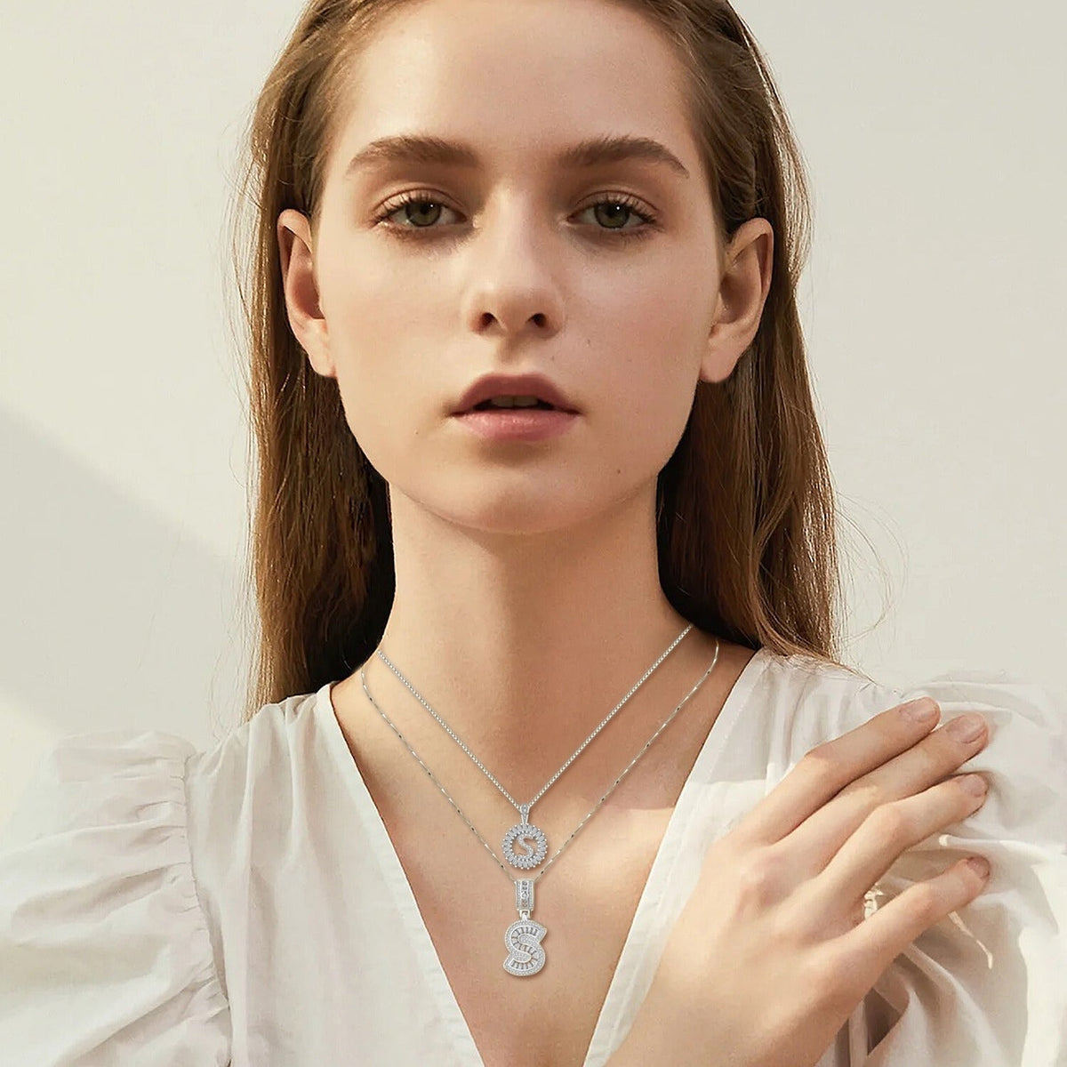 Pavé Letter Initial Necklace with Sparkling Finish