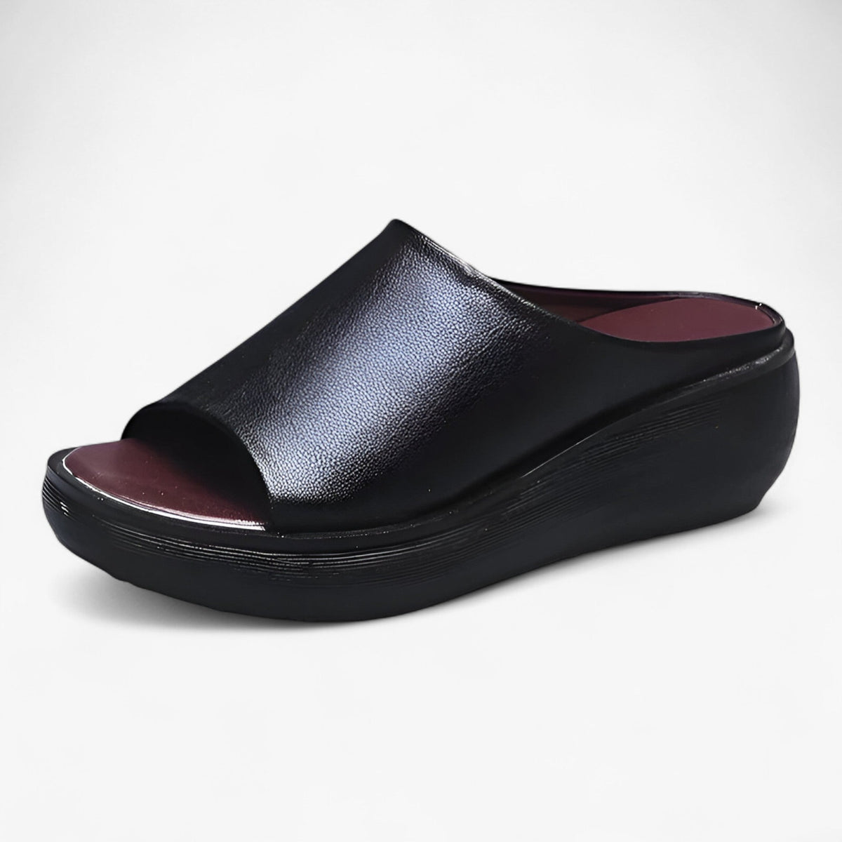 Mules de cuña abiertas por delante con acolchado para todo el día