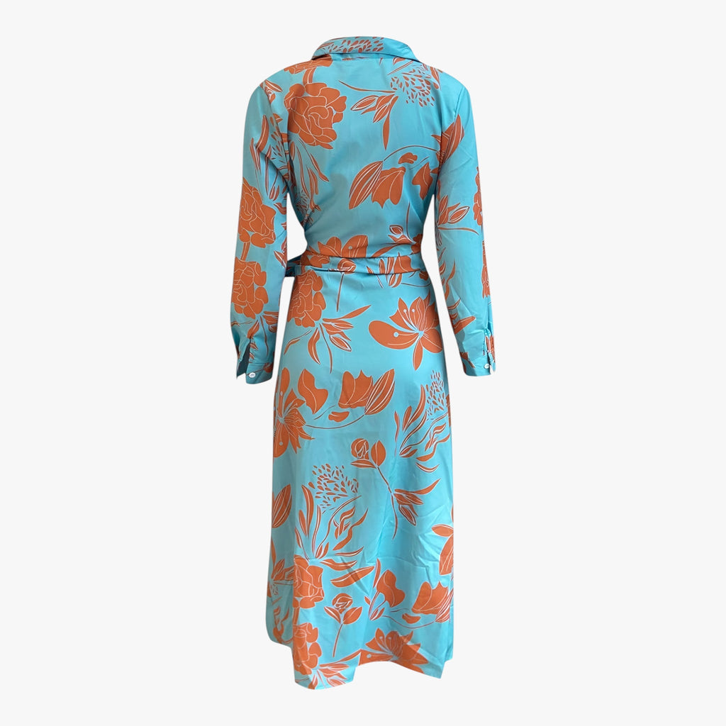 Printed Chiffon Maxi Dress with a Flattering V-Neck