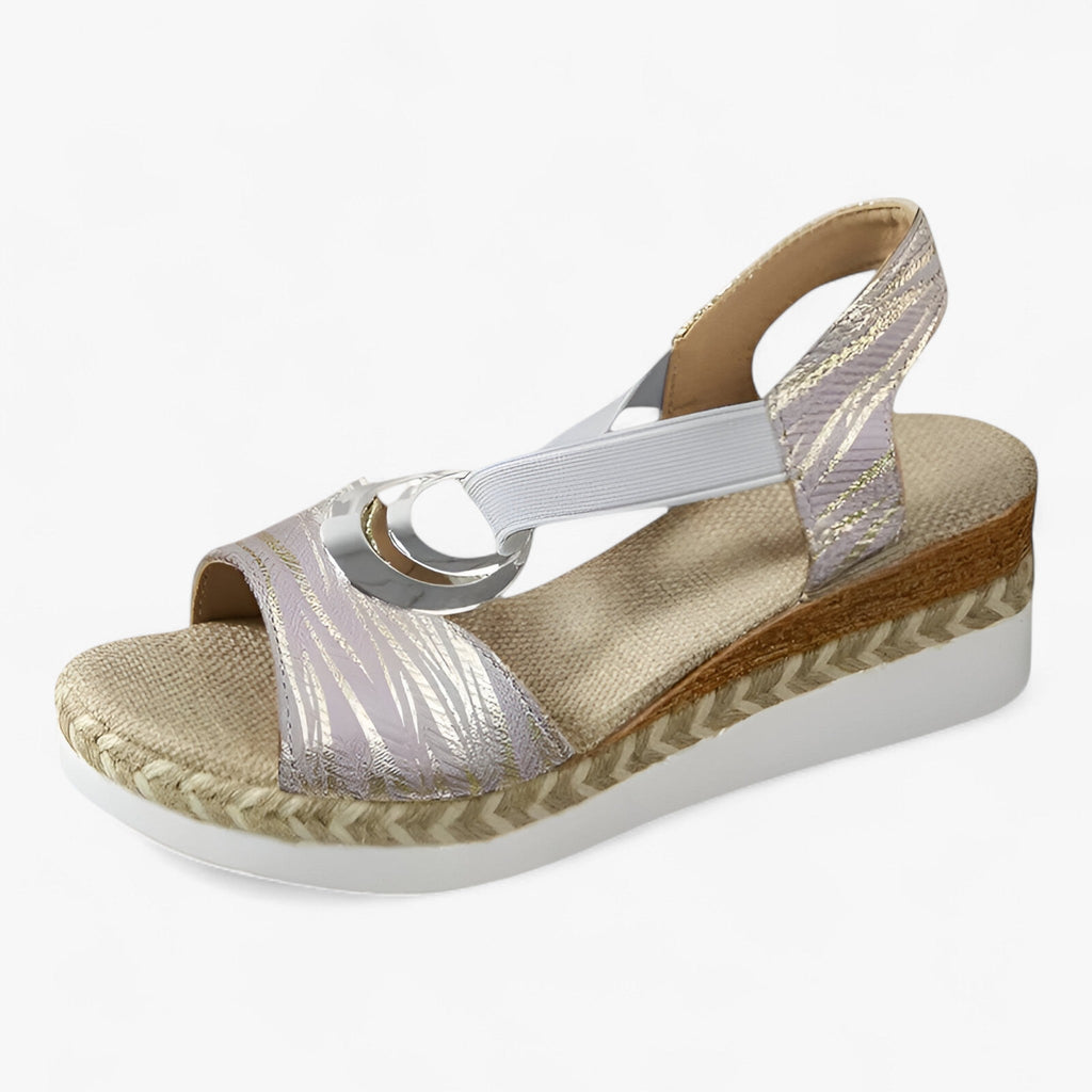 Vintage-Style Espadrille Wedge Sandals with Ankle Strap