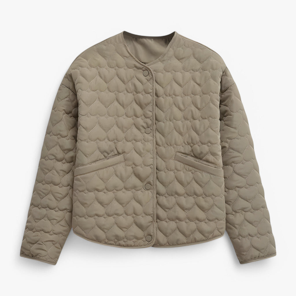 Quilted Round-Neck Jacket for Fall and Winter