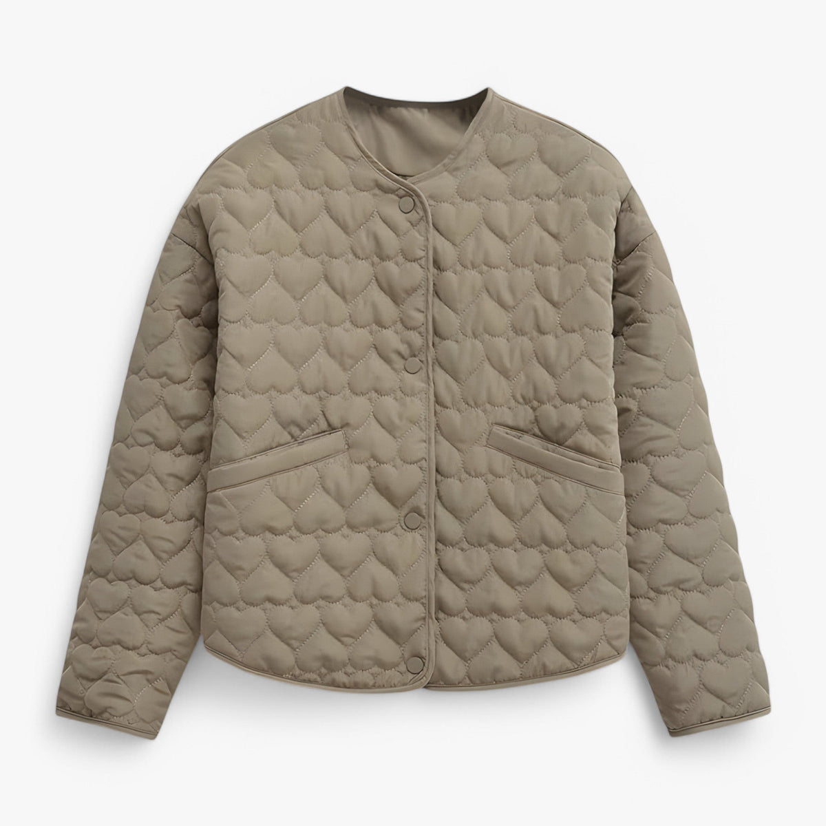 Quilted Round-Neck Jacket for Fall and Winter