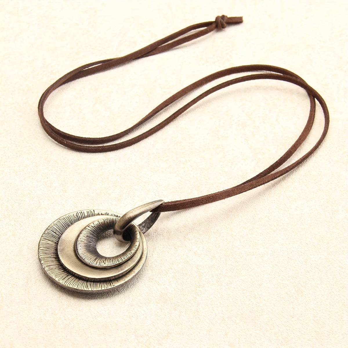 Vintage Layered Disc Long Pendant Necklace with Relaxed Drape