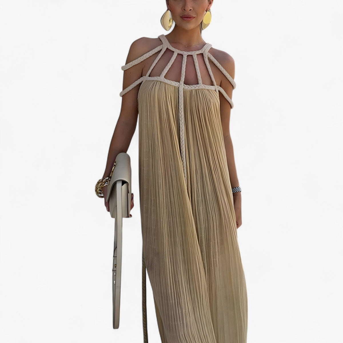 Vestido largo con una silueta fluida y estilizadora