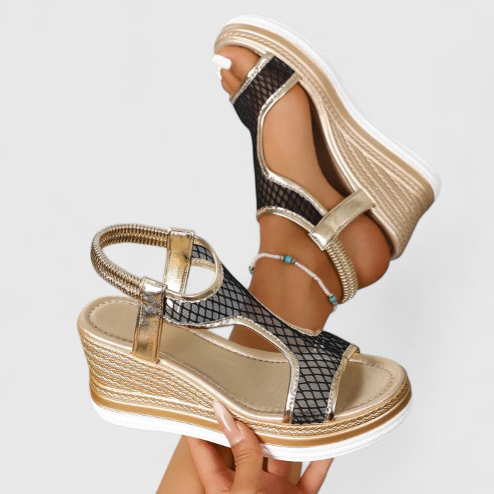 Sandalias de cuña con base elevada y estable