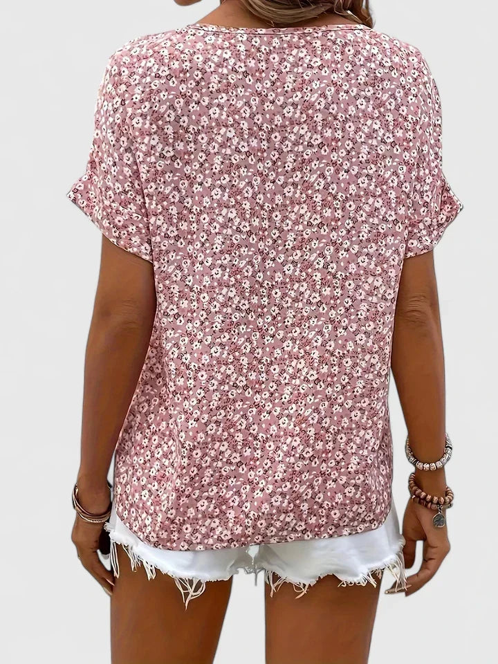 Floral Print Blouse with Button Up Front