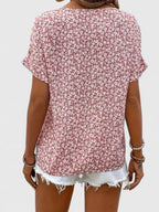 Floral Print Blouse with Button Up Front