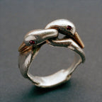 Vintage-Style Swan Neck Ring with Graceful Curve in Silver Colour