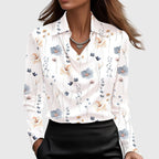 Pleated Neckline Blouse with Soft Sheen