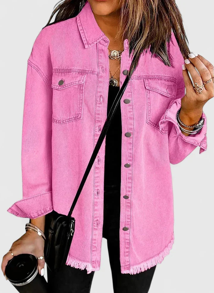Classic Denim Jacket with Pockets and Relaxed Fit