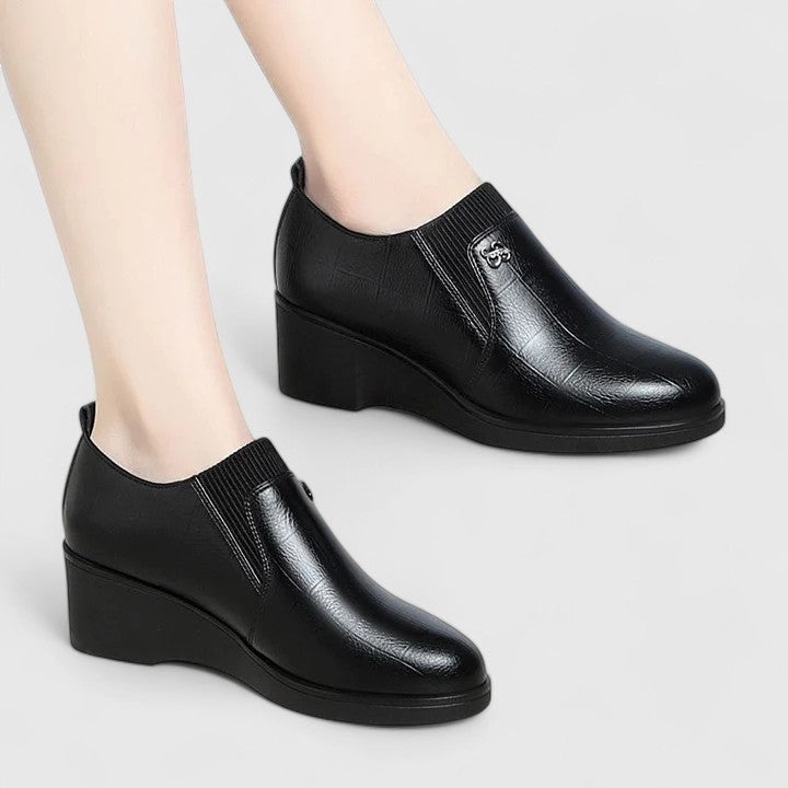Wedge Heels with Elasticated Panels and Cushioned Footbed