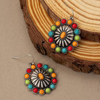 Vintage Sunburst Multi-Stone Statement Earrings with Bold Colour