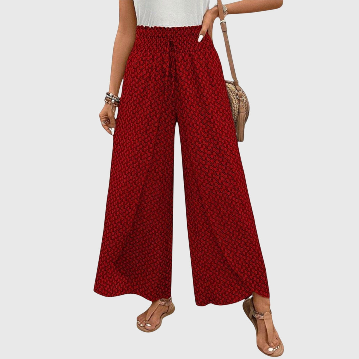 High Waisted Palazzo Trousers with Flowing Wide Leg
