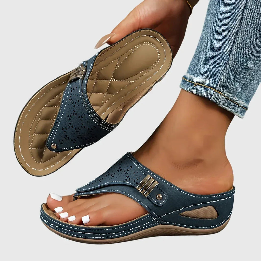 Slip-On Sandals with Striped Detail