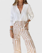 Geometric Print Two Piece Set with Belt