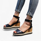 Wedge Platform Sandals with an Adjustable Ankle Strap