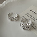 Plant Shoot Ring with Ball-Tipped Stems in Silver Colour