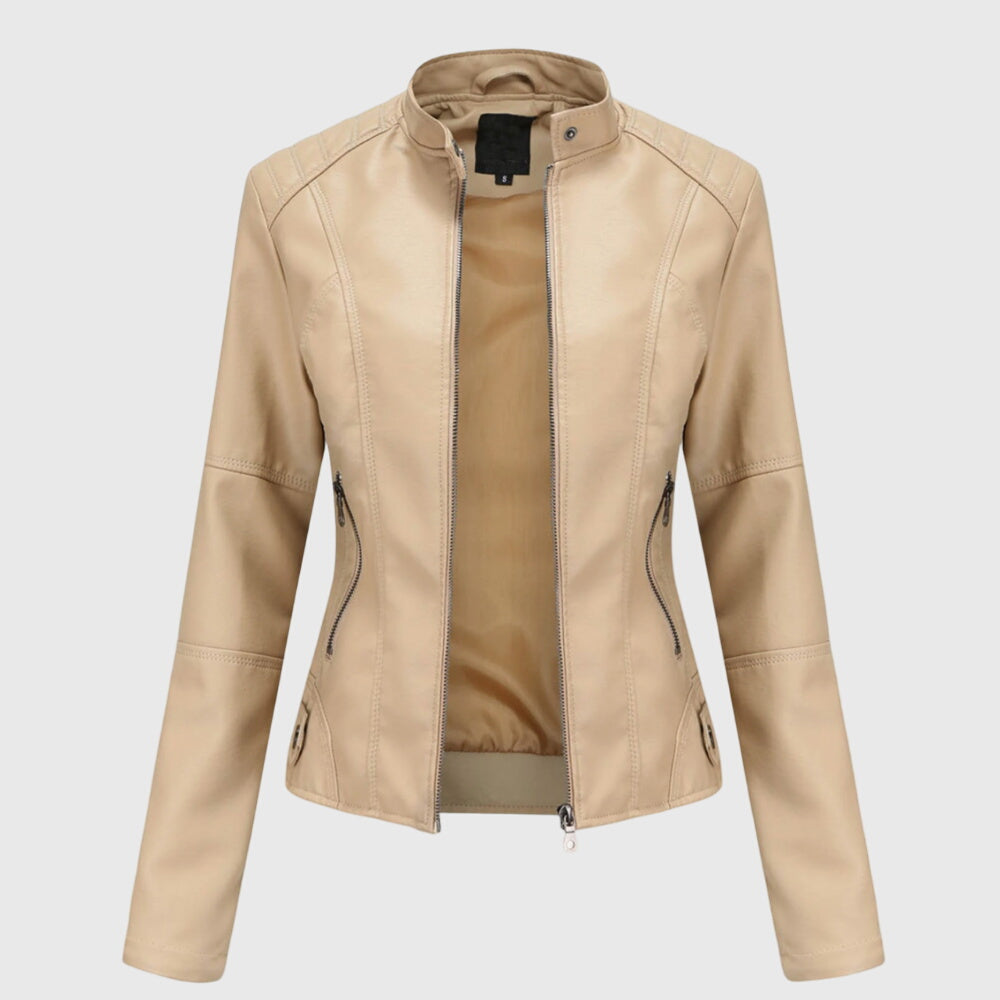 Leather Look Jacket with Classic Cut
