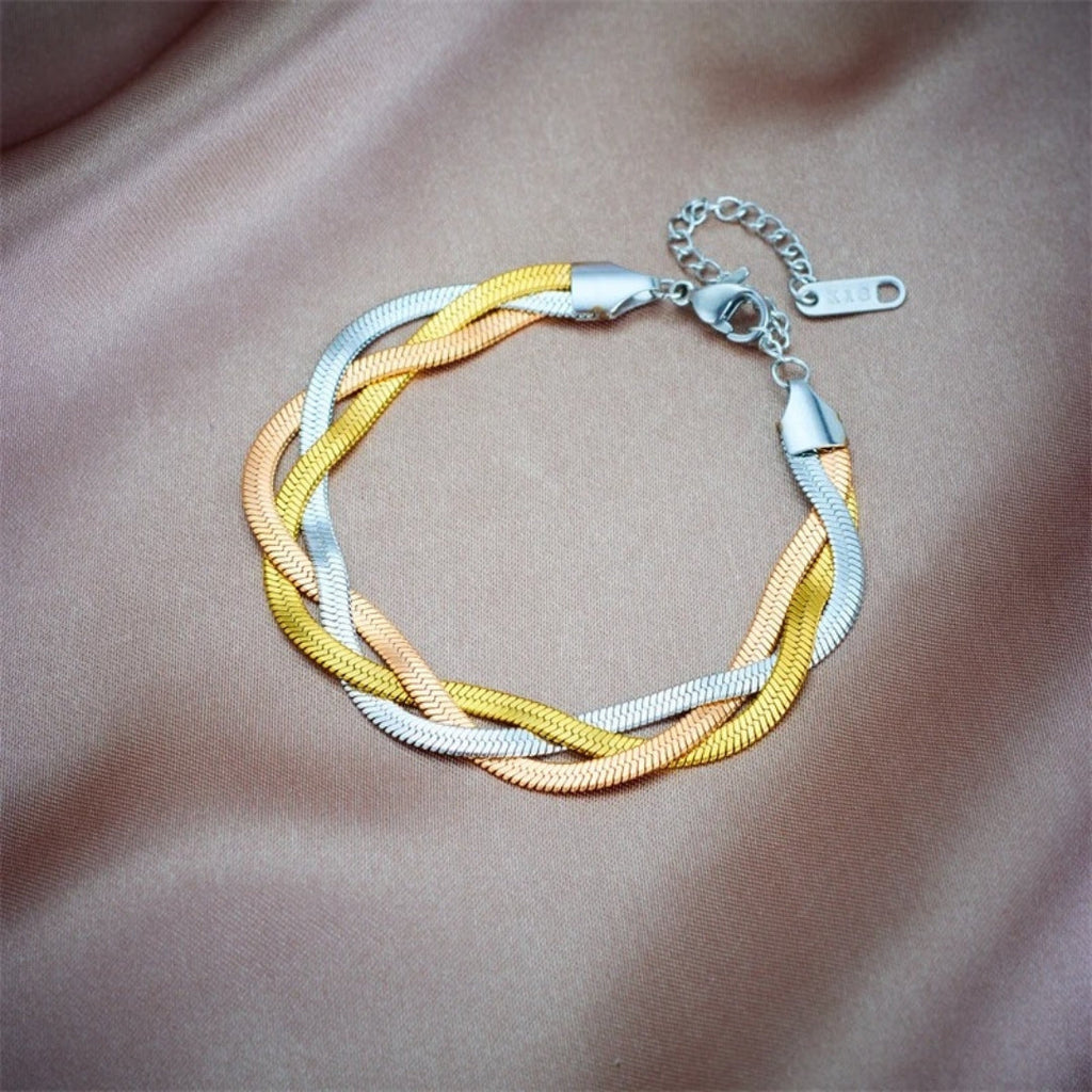 Set med ormkedjearmband och halsband i rostfritt stål