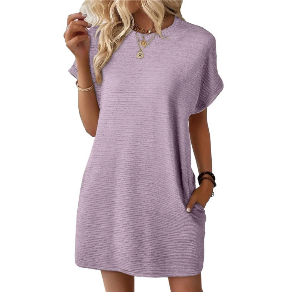 Round-Neck Dress with a Relaxed Fit for Warm Days