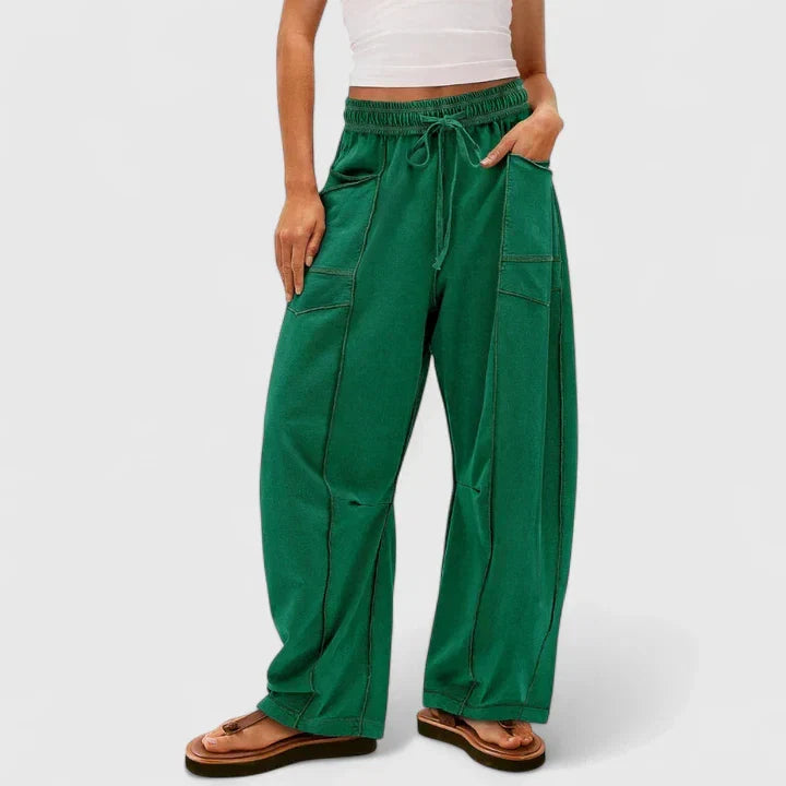 Baggy Leg Trousers with Easy Movement