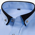 Figursydd finskjorta med button-down-krage och manschetter