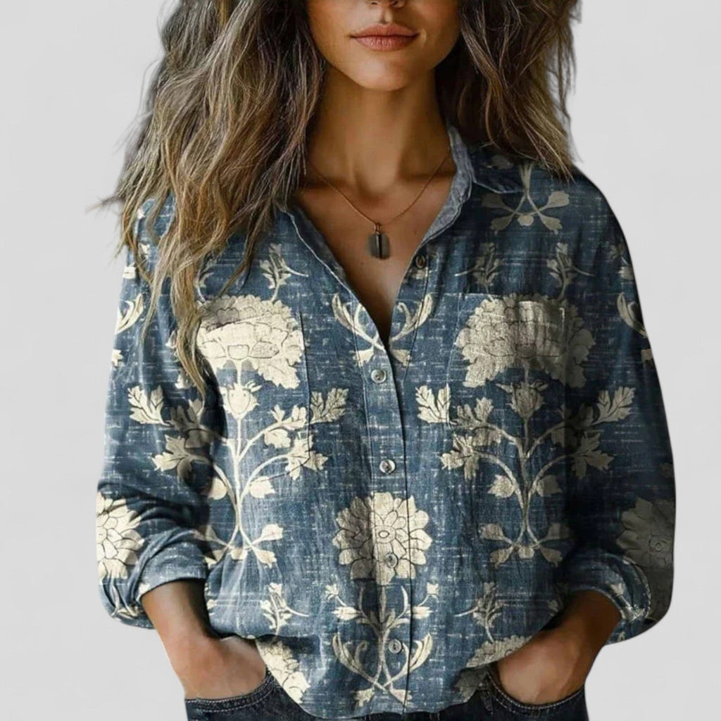 Blusa camisera degradada con botonadura delantera