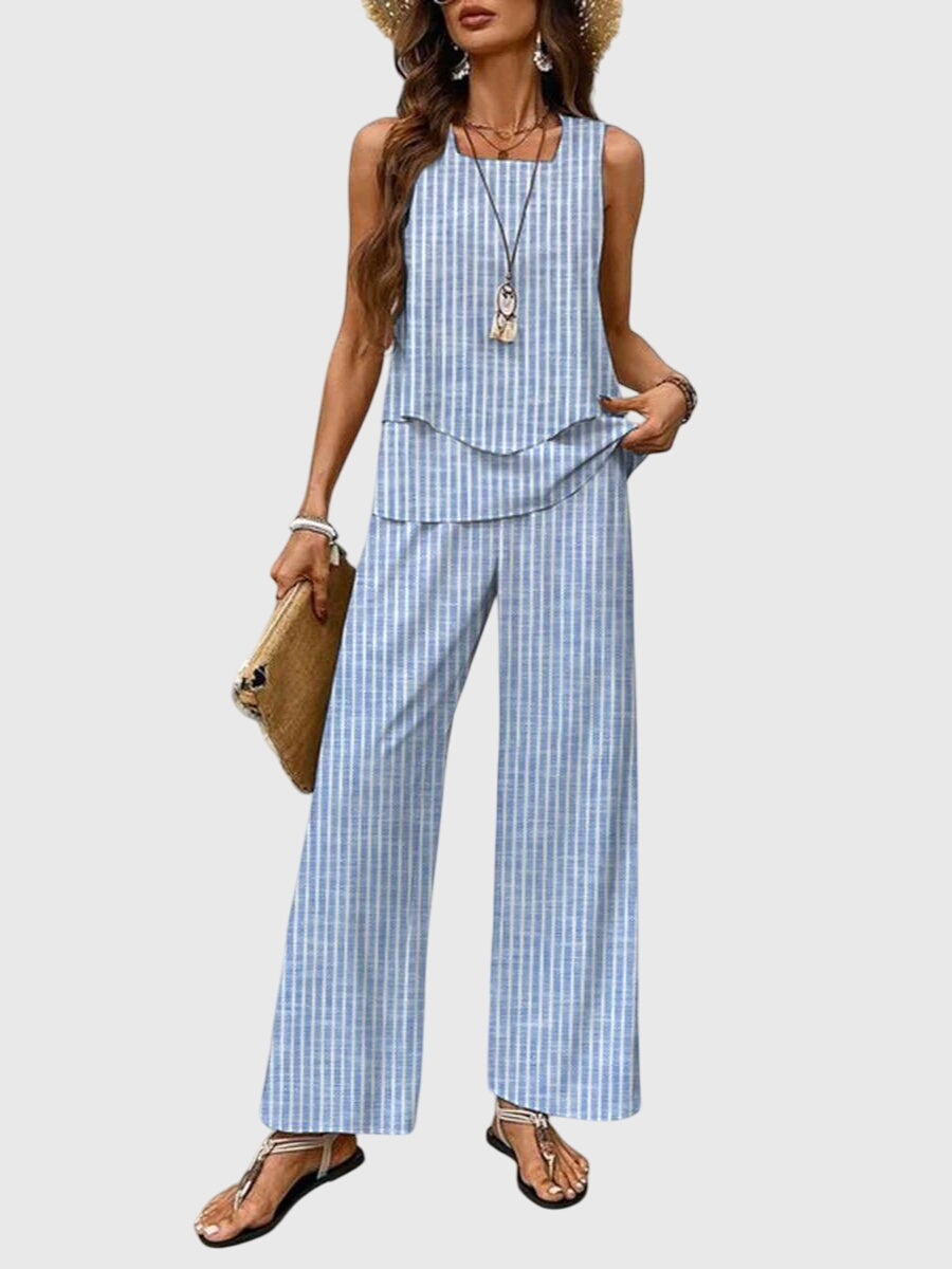 Square Neck Summer Two Piece Set with Relaxed Fit